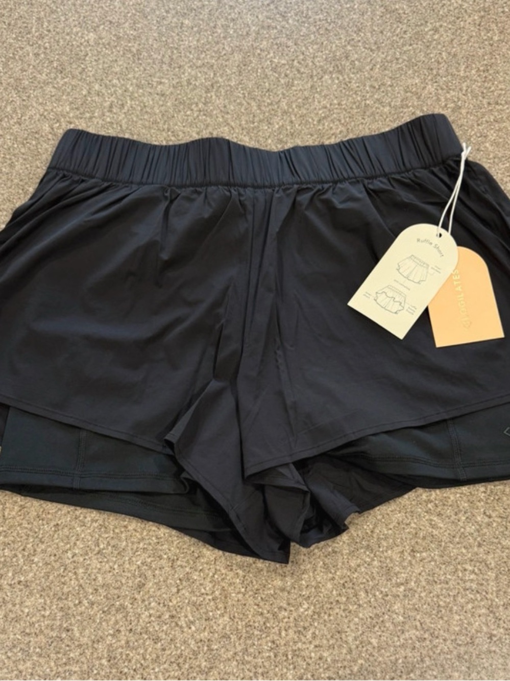 Women's Black Layered Athletic Running Shorts with Built-In Liner